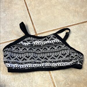 Black and White Geometric Print Bikini Top